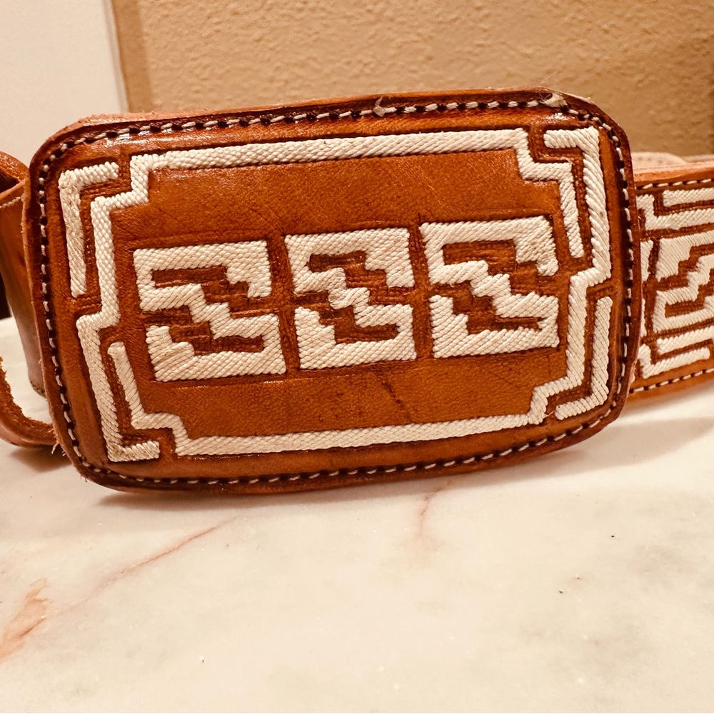 Brown and Cream Patterned Belt Bag